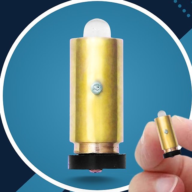 ELVION 03800-U replacement bulb, gold body with black base, shown close up and held in fingers